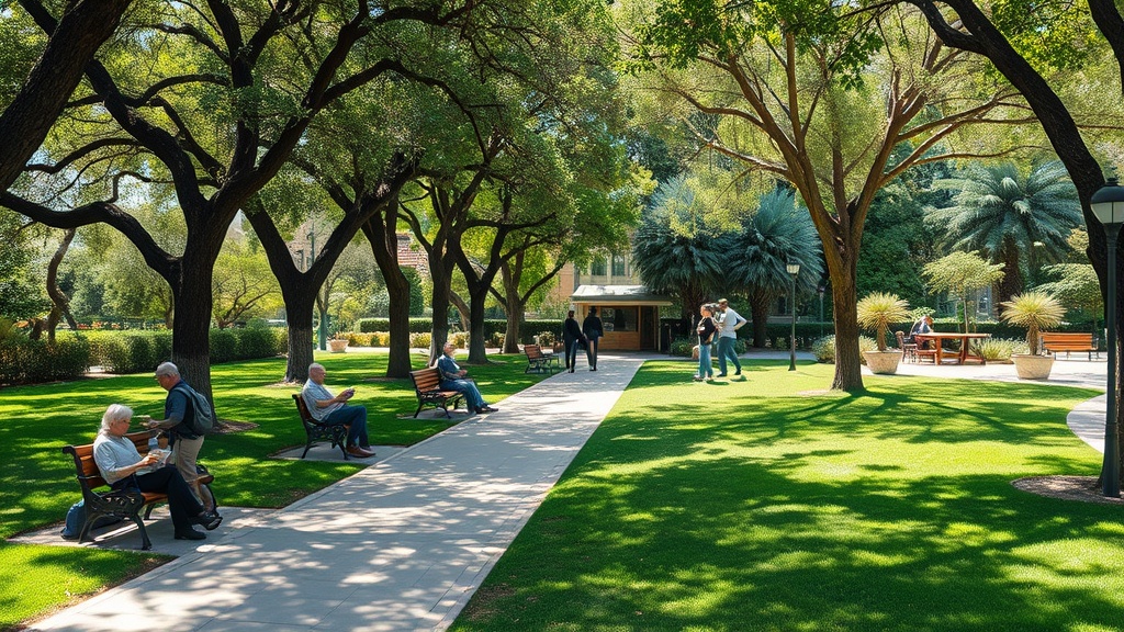 גן מאיר בתל אביב עם עצים וספסלים