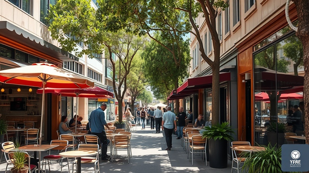 רחוב דיזנגוף עם מסעדות ובתי קפה