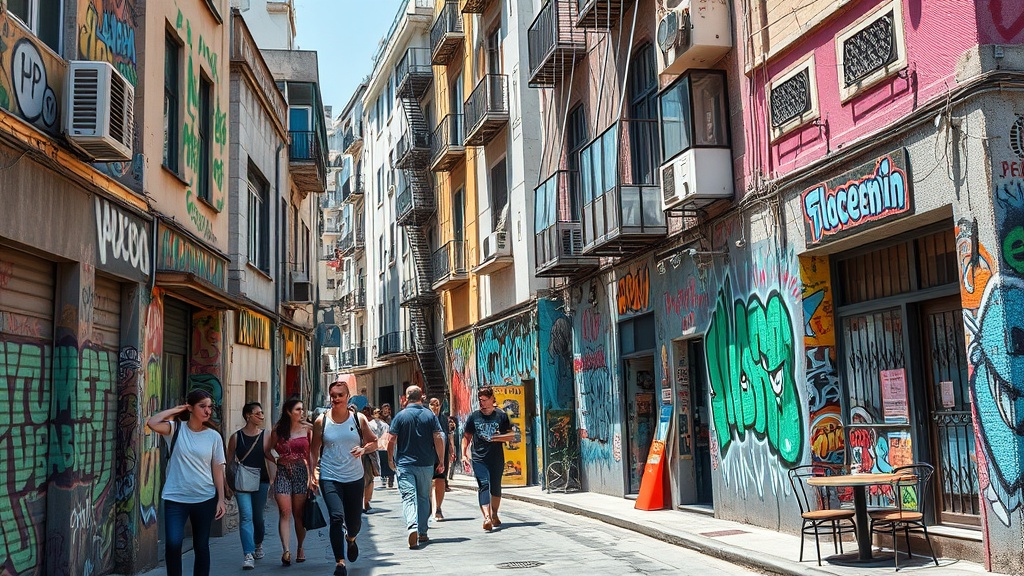 שכונת פלורנטין עם אמנות רחוב